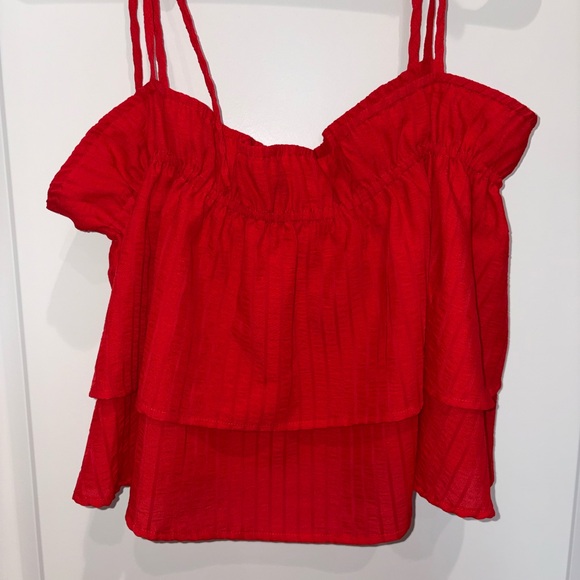 Red Ruffled Crop Top - Picture 3 of 3